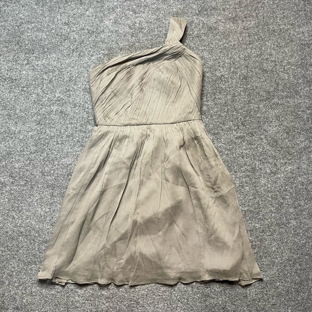J Crew Womens A Line Dress Gray Crinkle Mini One Shoulder Strap Lined Zip 00